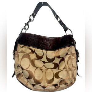 VINTAGE Coach Zoe Signature F12657 Jacquard Brown Hobo Handbag